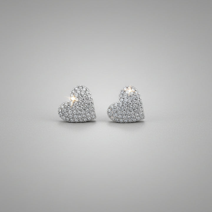 Sparkling Heart-Shaped Rhinestone Earrings