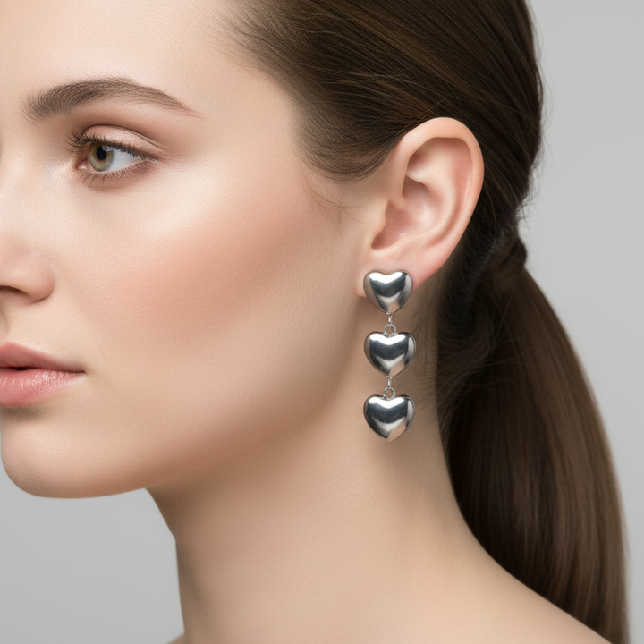 Triple hearts earrings