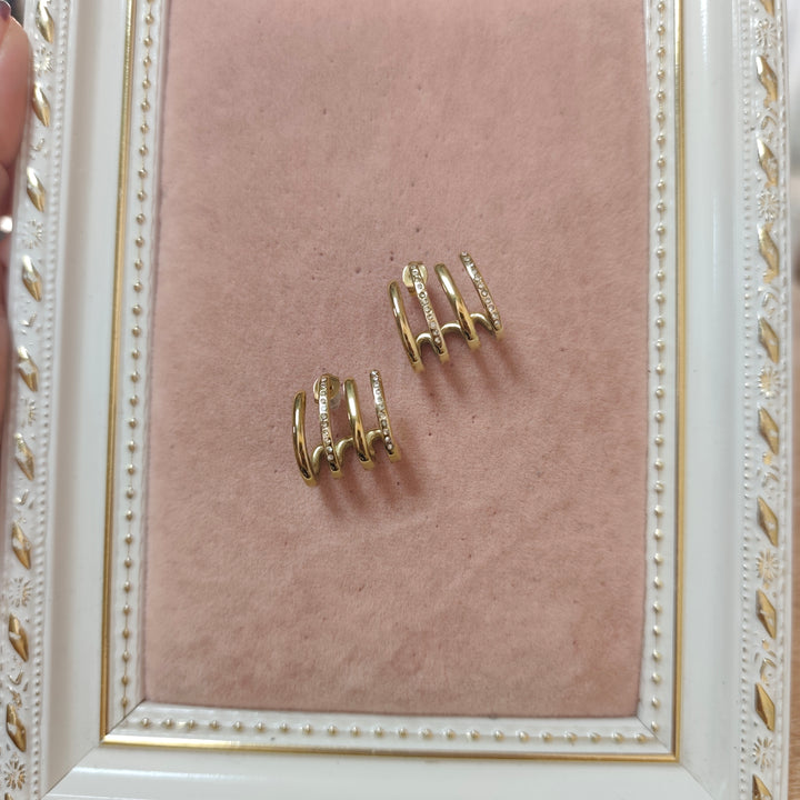 4 Hoops Gold Earrings
