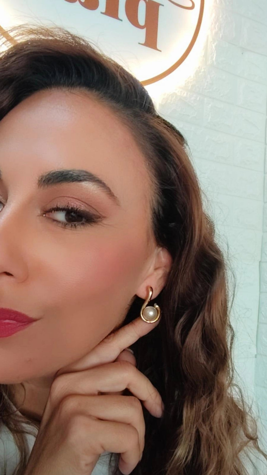 Golden Pearl Swirl Earrings