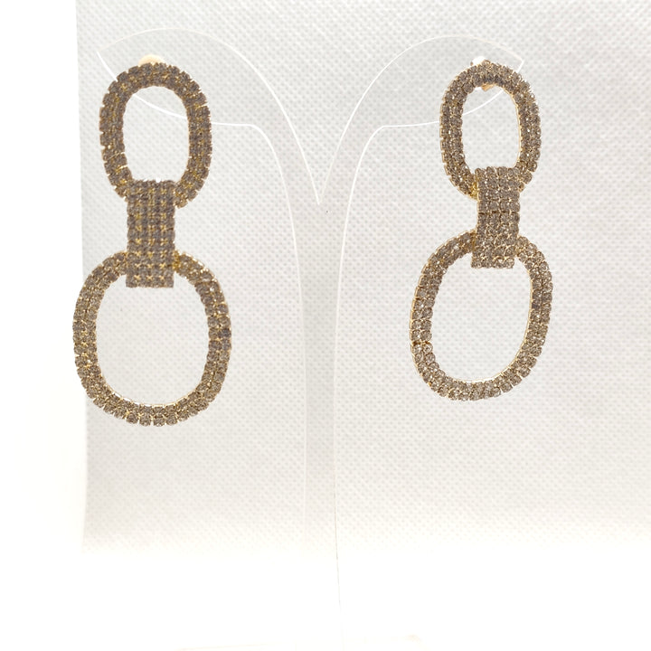 Sparkling Double Oval Dangle Earrings