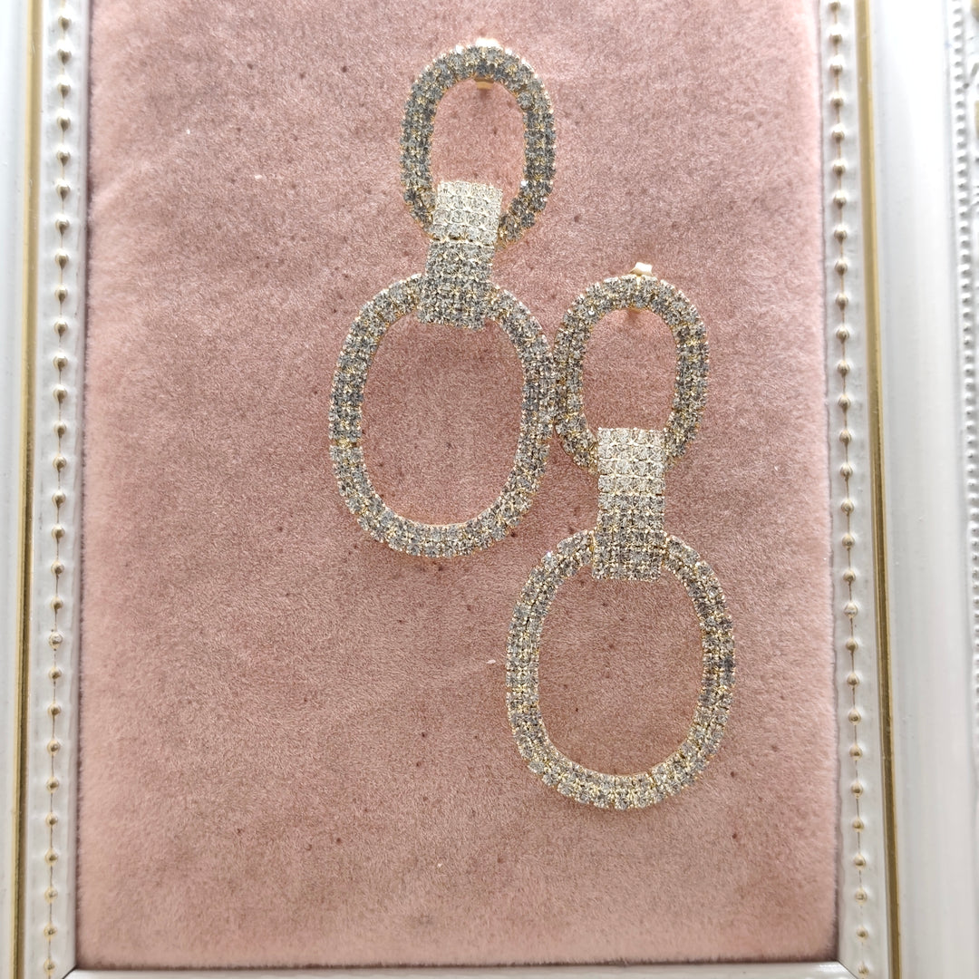 Sparkling Double Oval Dangle Earrings