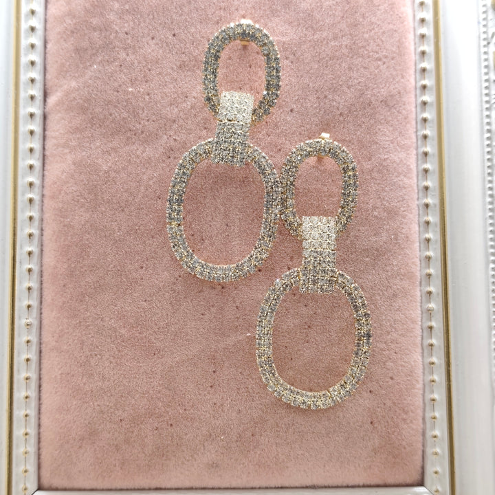 Sparkling Double Oval Dangle Earrings