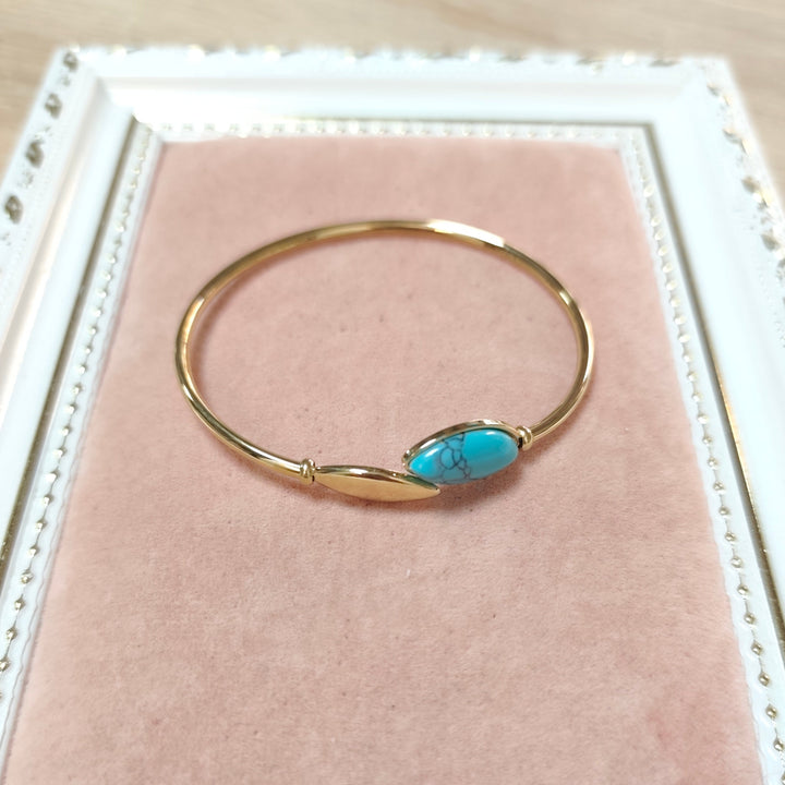 Turquoise and Gold Leaf Bangle