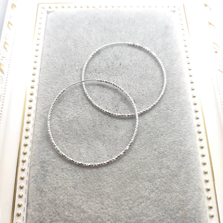 Silver Ripple Hoop Earrings