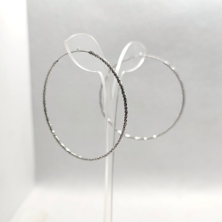 Silver Ripple Hoop Earrings