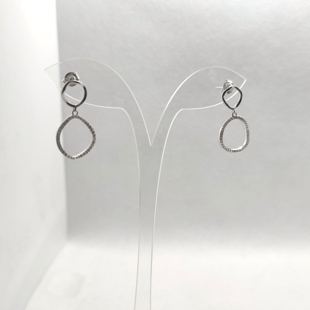 Oval Charm Silver Earrings