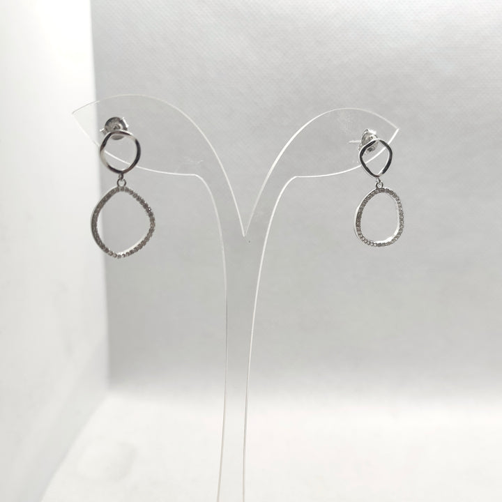 Oval Charm Silver Earrings