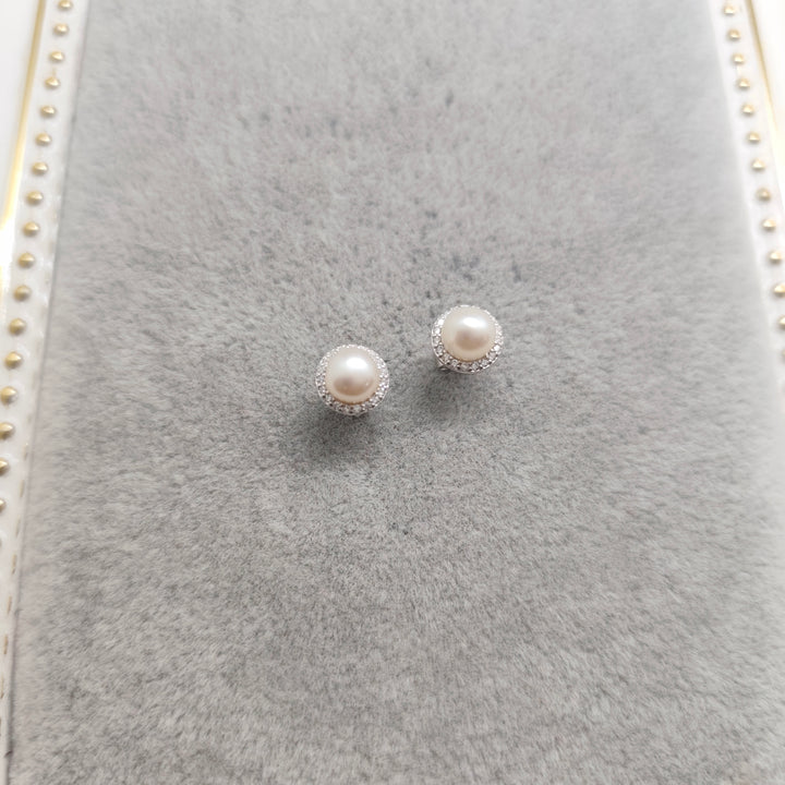 Pearl Halo Stud Earrings