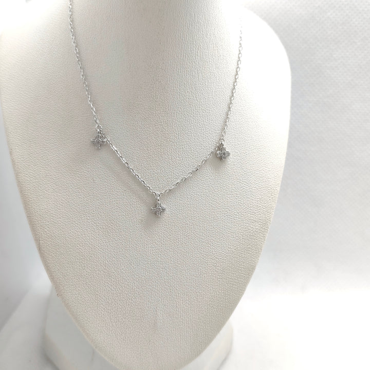Sparkling Cross Charm Silver Necklace