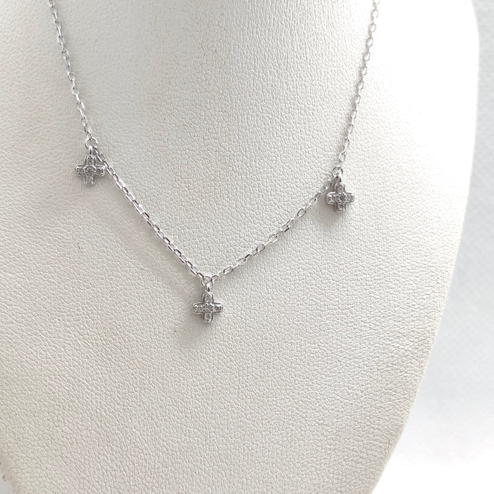 Sparkling Cross Charm Silver Necklace