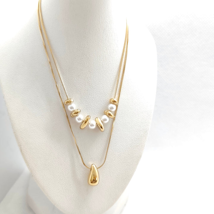 Pearl & Gold Drop Necklace