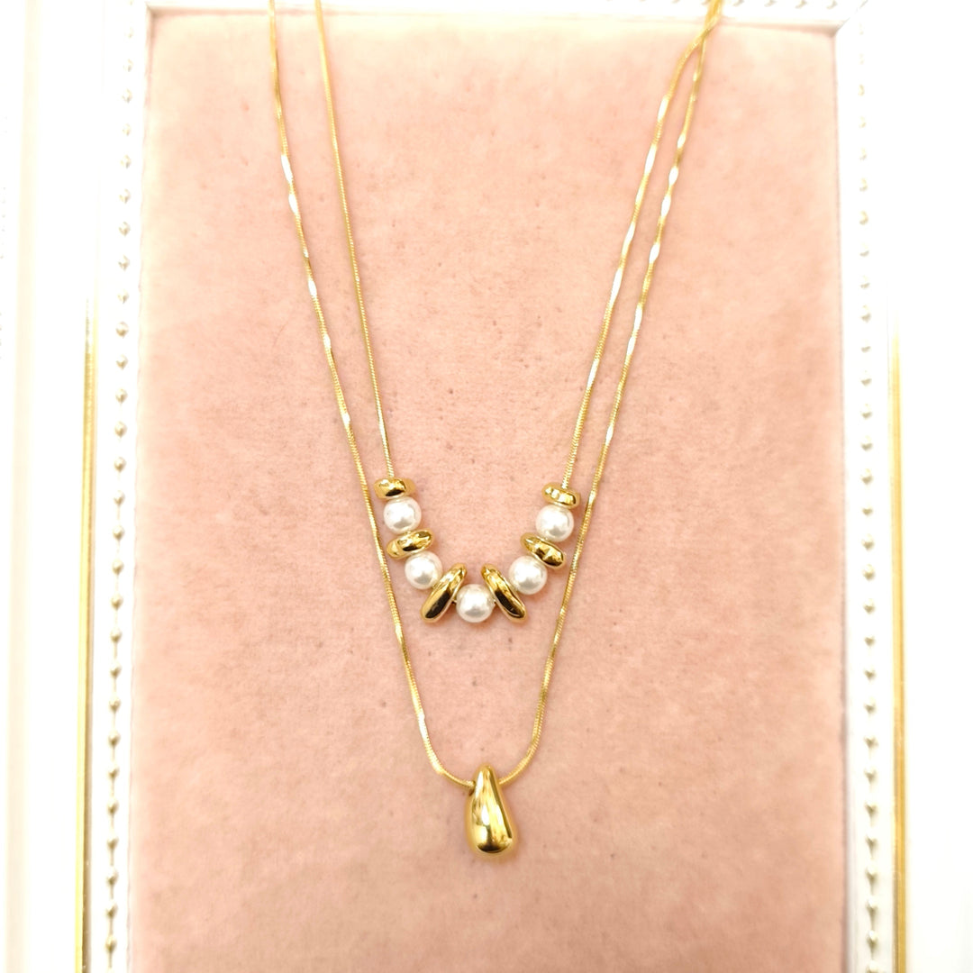 Pearl & Gold Drop Necklace