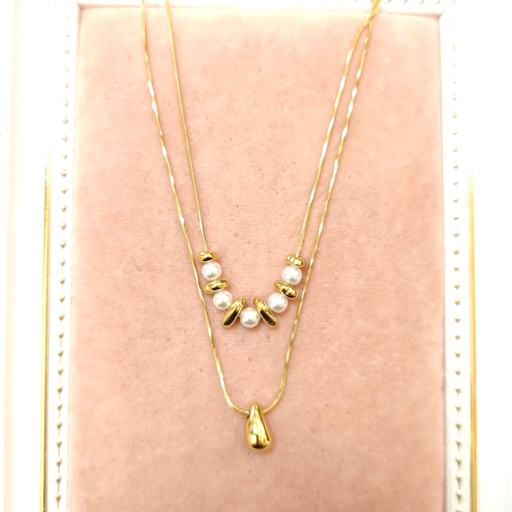 Pearl & Gold Drop Necklace