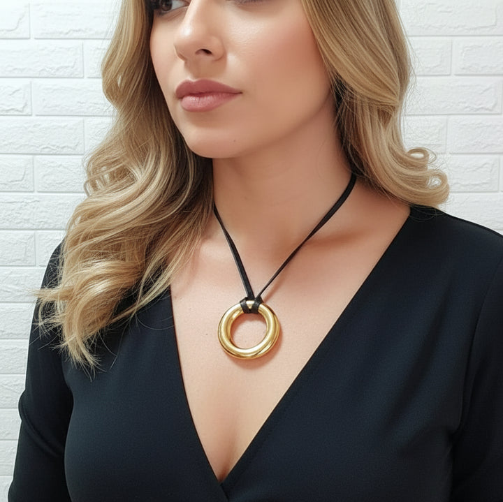 Circle Leather Necklace