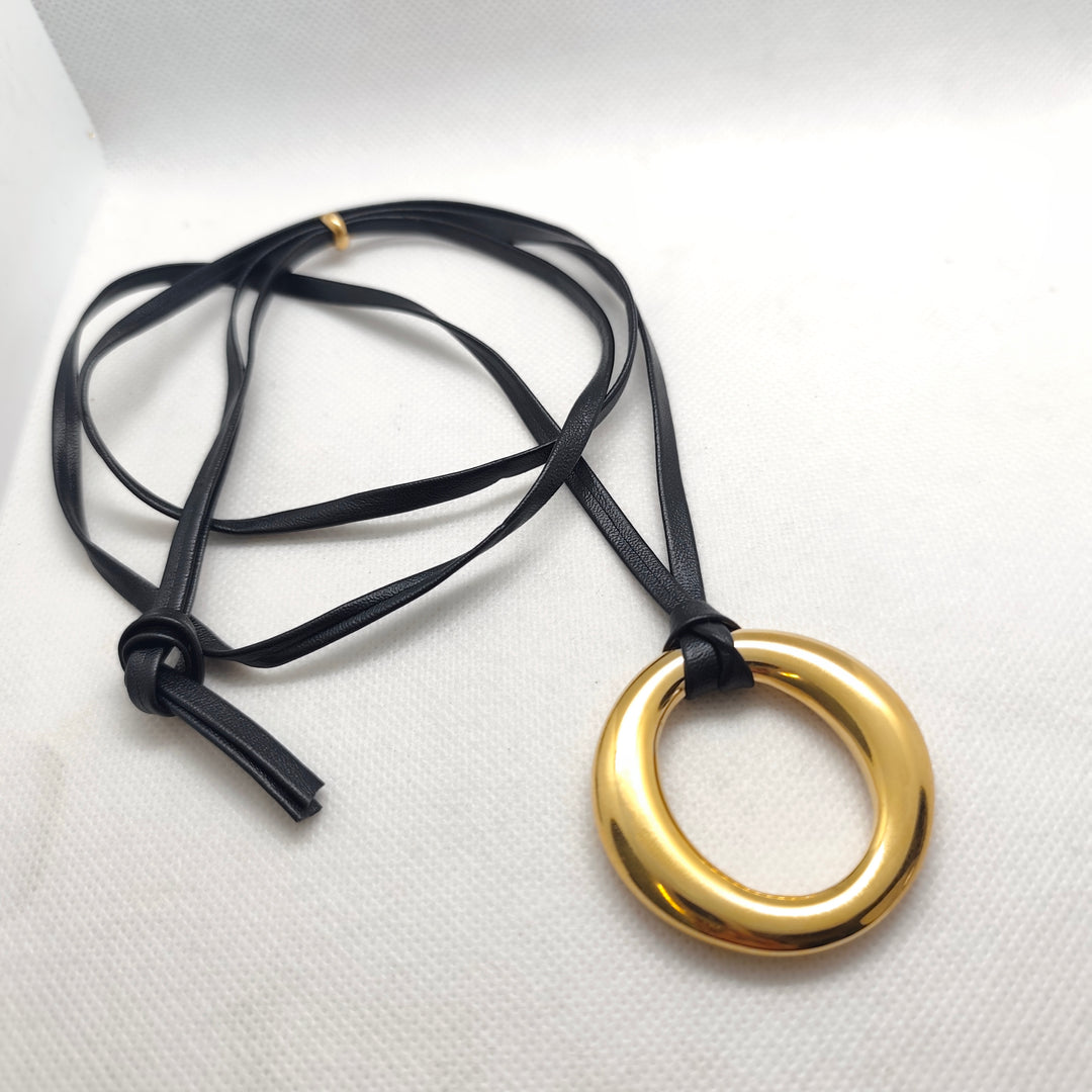 Circle Leather Necklace