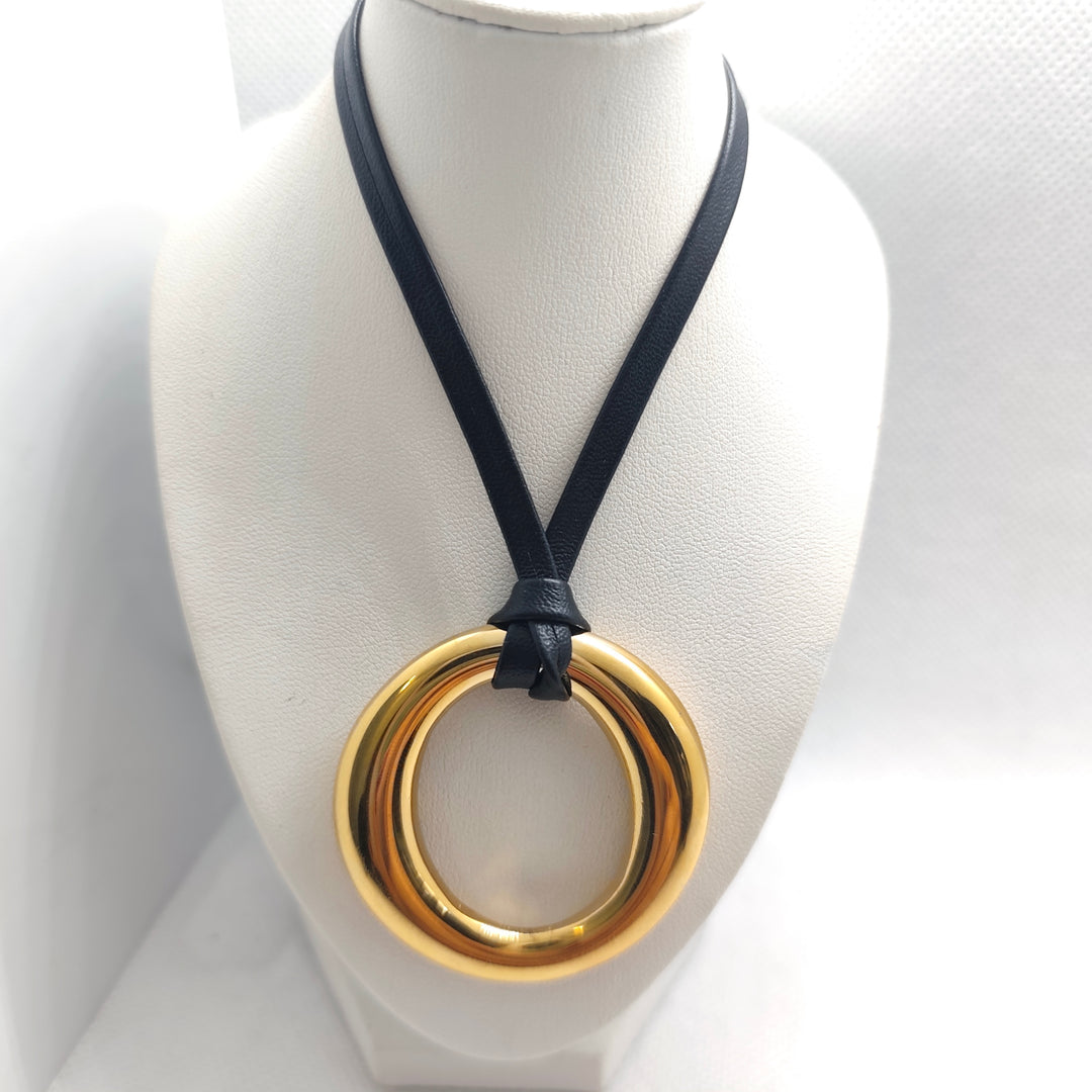 Circle Leather Necklace