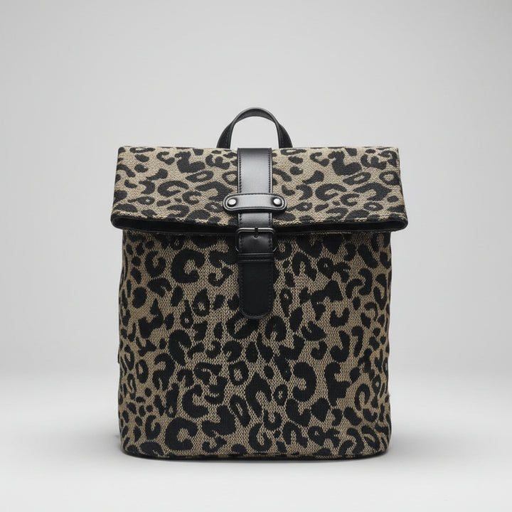 Leopard Print Canvas Backpack