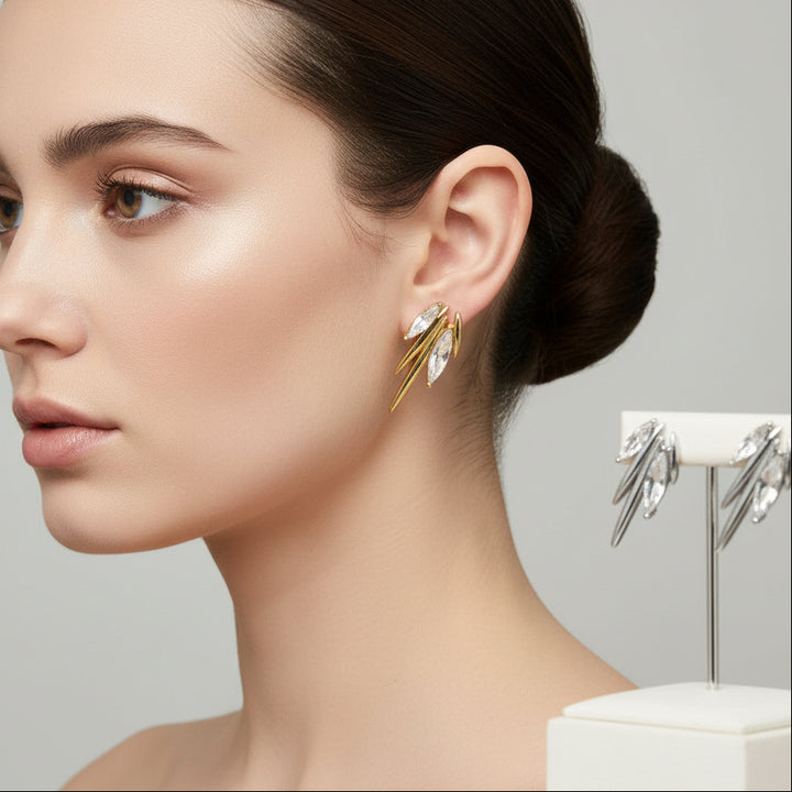 Sparkling Leaf Cluster Earrings