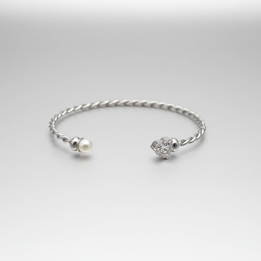 Silver pearl Band Bracelet