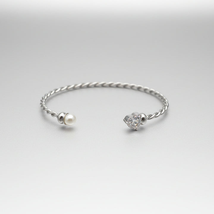 Silver pearl Band Bracelet